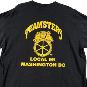 Vintage 90s Washington DC Teamsters Local 96 Shirt Men 2XL Black Pocket USA Made